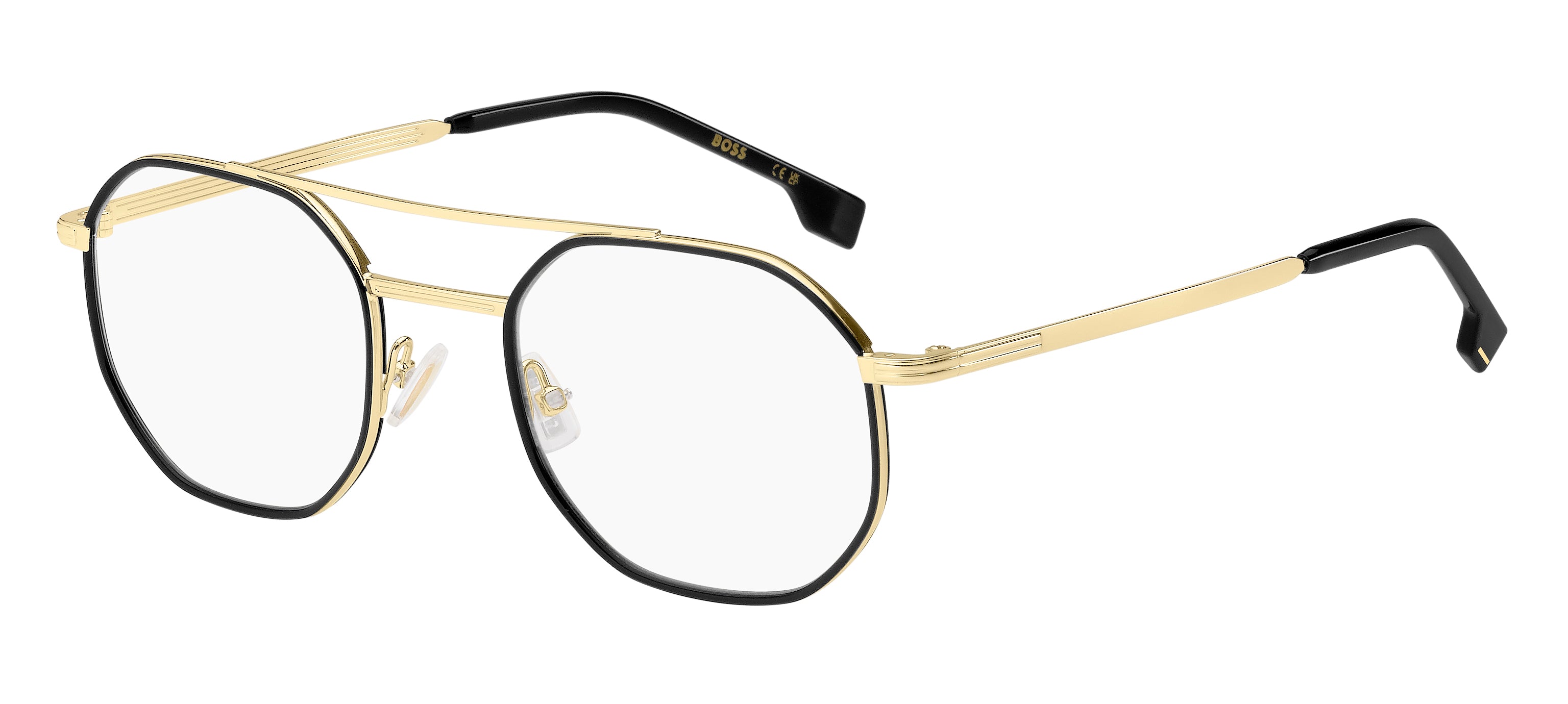 Hugo Boss Uomo Hugo Boss BOSS 1632 RHL Montature da vista Acciaio Oro / Nero Geometrica Hugo Boss Uomo Hugo Boss BOSS 1632 RHL Montature da vista Acciaio Oro / Nero Geometrica