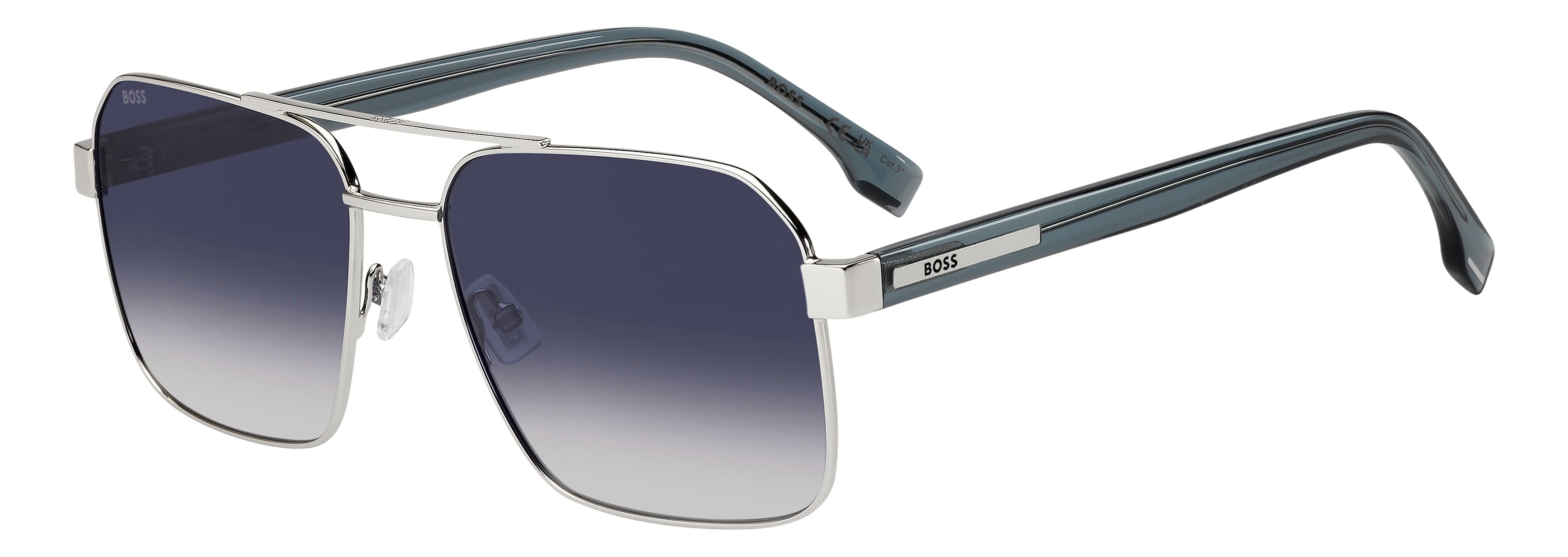 Hugo Boss Uomo Hugo Boss BOSS 1985/S 010/08 Occhiali da sole Metallo Palladio Blu Squadrata Normale Sfumato