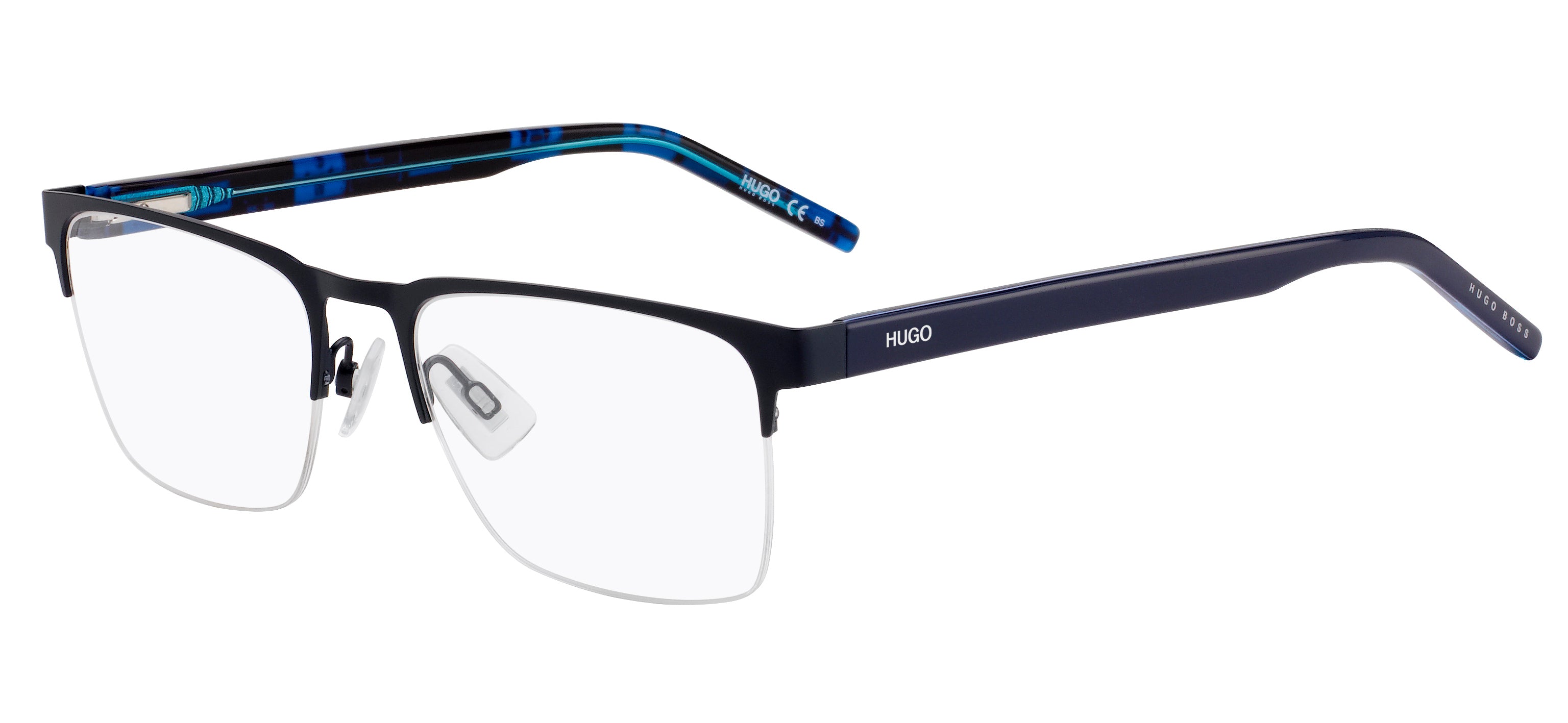 Hugo Boss Uomo Hugo Boss HG 1076 FLL Montature da vista Metallo Blu opaco Squadrata