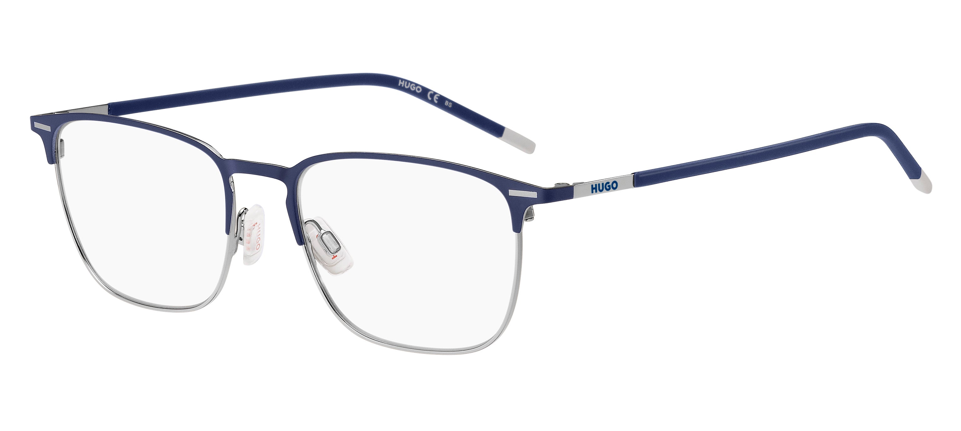 Hugo Boss Uomo Hugo Boss HG 1235 B88 Montature da vista Acciaio Blu / Argento Squadrata Hugo Boss Uomo Hugo Boss HG 1235 B88 Montature da vista Acciaio Blu / Argento Squadrata