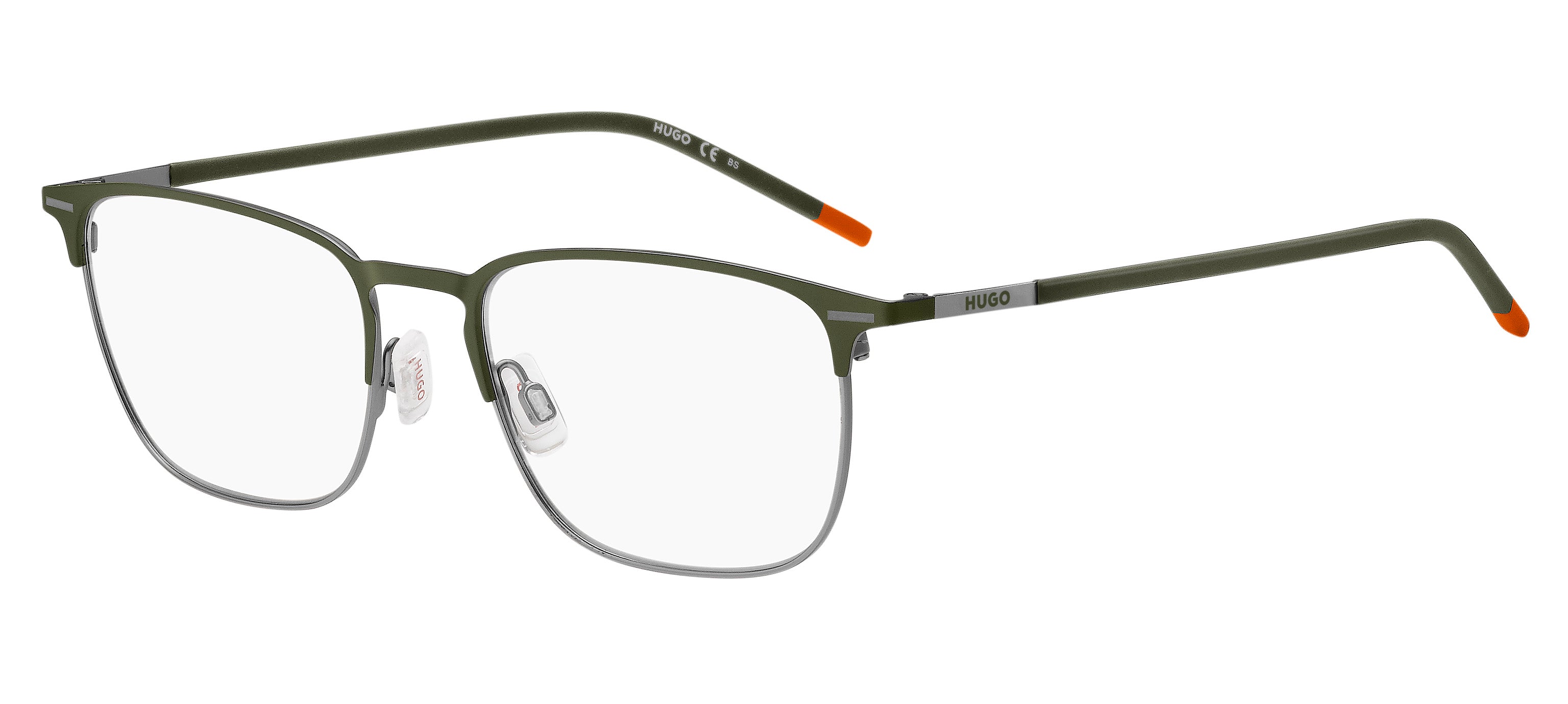 Hugo Boss Uomo Hugo Boss HG 1235 R2Z Montature da vista Acciaio Verde/Grigio scuro Squadrata Hugo Boss Uomo Hugo Boss HG 1235 R2Z Montature da vista Acciaio Verde/Grigio scuro Squadrata