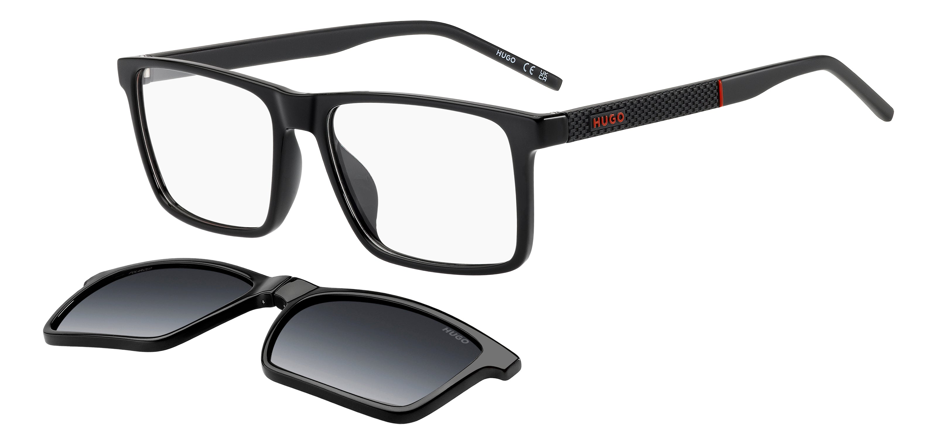 Hugo Boss Uomo Hugo Boss HG 1422/G/C 807/WJ Montature da vista Eco-poliammide Nero Grigio Squadrata Polarizzata Sfumato
