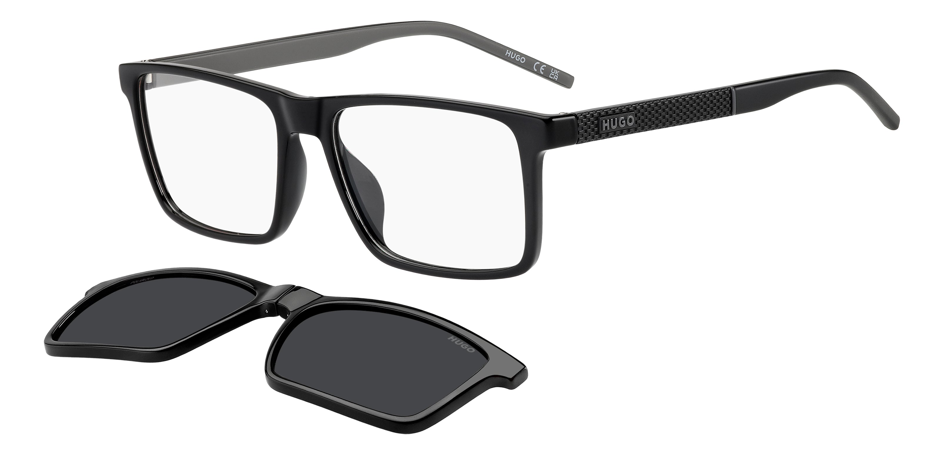 Hugo Boss Uomo Hugo Boss HG 1422/G/C QFU/M9 Montature da vista Eco-poliammide Nero Grigio Squadrata Polarizzata