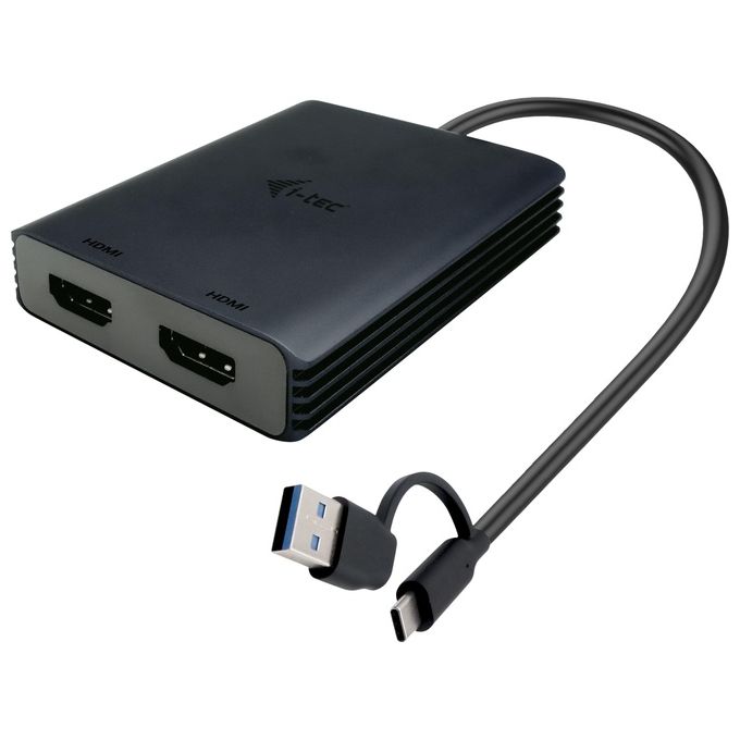 I-tec CADUAL4KHDMI USB-A-USB-C Dual 4K-60 Hz HDMI Video Adapter 2x HDMI 3840x2160@60Hz colore Nero