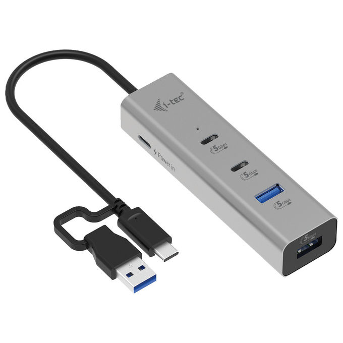 I-Tec Hub Usb-C-Usb-A 2xUsb-C 2xUsb-A 85W Argento I-Tec Hub Usb-C-Usb-A 2xUsb-C 2xUsb-A 85W Argento