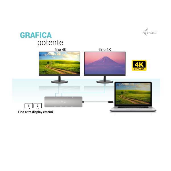 I-Tec Usb-C Metal Nano 2xHDMI Dock+PD100W C31NANOHDM2DOCPD