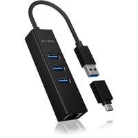 IB-HUB1419-LAN USB 3.2 Gen 1 (3.1 Gen 1) Type-A Nero, Hub USB