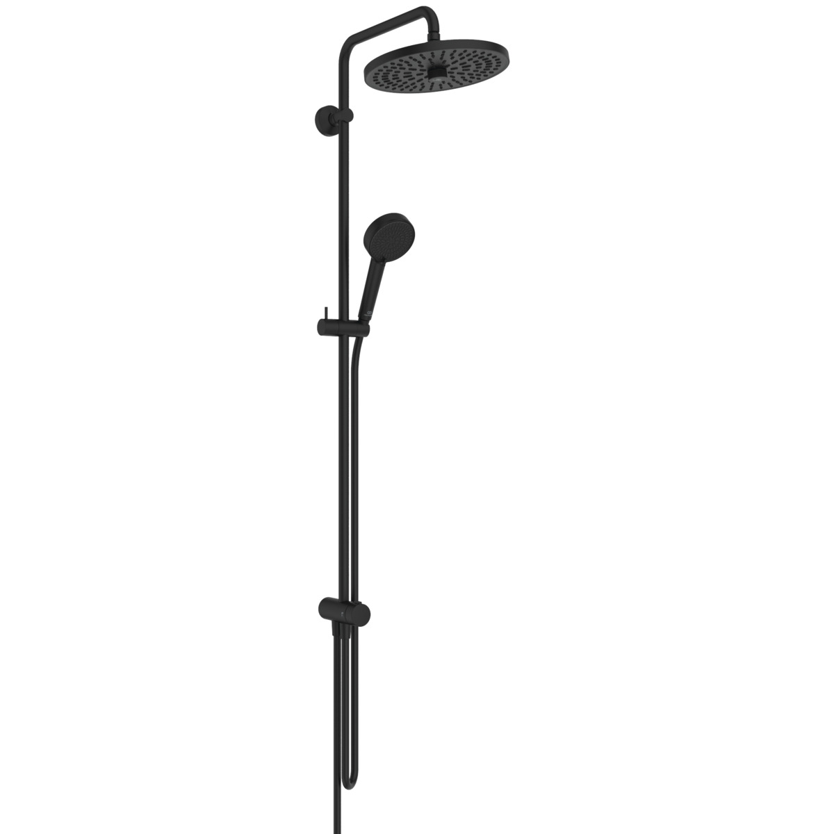 Ideal Standard Alero Set Doccia, Kit Doccia A Risparmio Idrico Con Due Tipi Di Getto (pioggia Delicata E Massaggio), Montaggio Flessibile Grazie Al Braccio Girevole – Nero Opaco (260 X 513 X 1117 Mm)