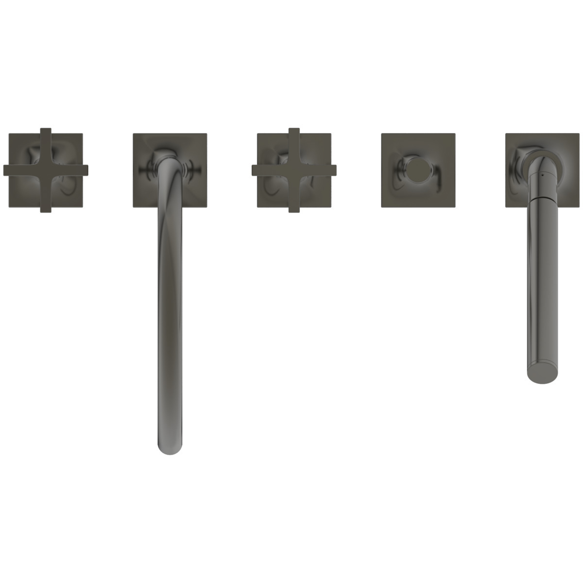 Ideal Standard Miscelatore Bordo Vasca A 5 Fori Joy Neo Con Doccetta A Stick Maniglie A Croce Magnetic Grey, Bd164a5