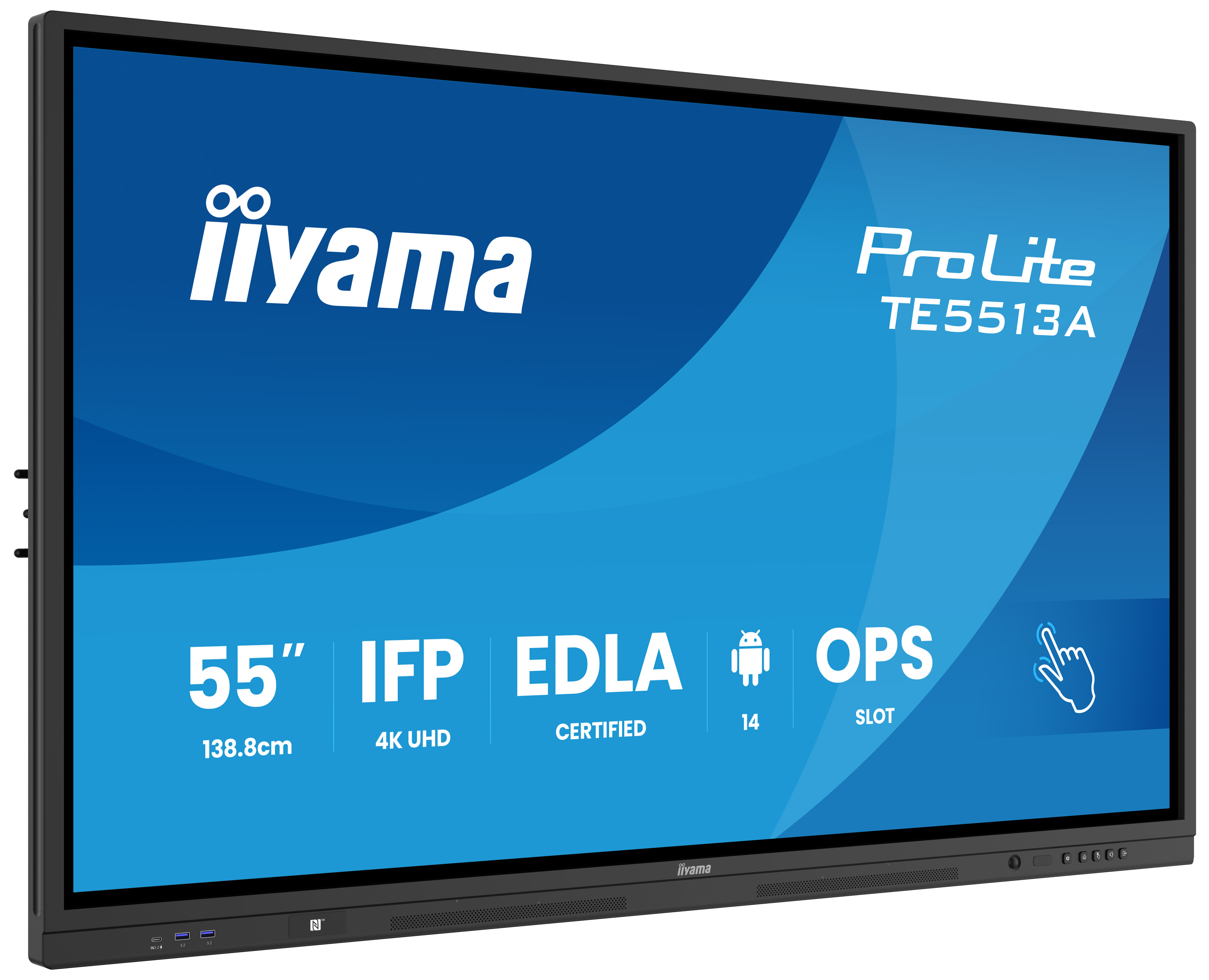 iiyama TE5513A-B2AG visualizzatore di messaggi Pannello piatto interattivo 138,7 cm (54.6") Wi-Fi 500 cd/m² 4K Ultra HD Nero Touch screen Processore integrato Android 24/7