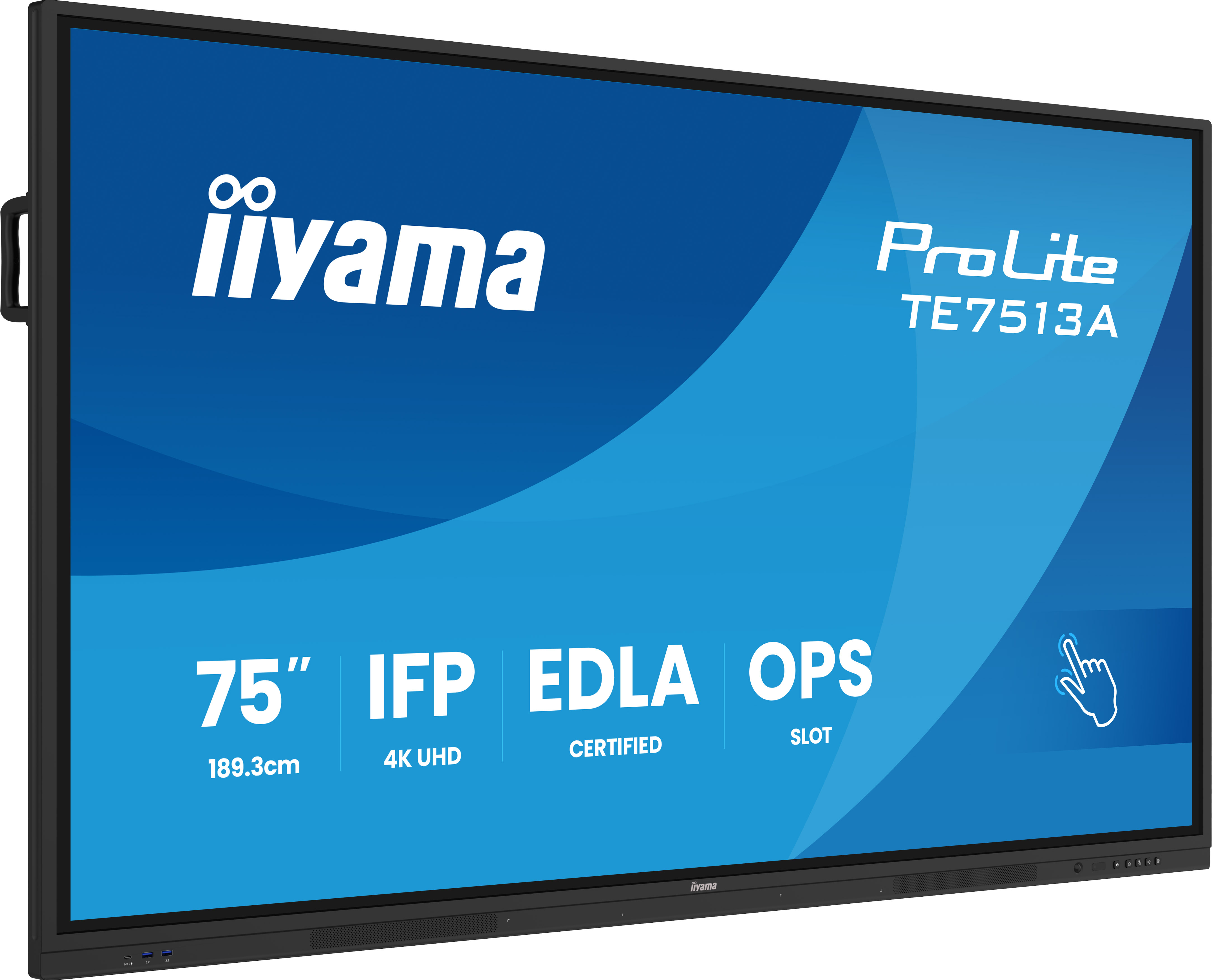 iiyama TE7513A-B2AG visualizzatore di messaggi Pannello piatto interattivo 190,5 cm (75") Wi-Fi 500 cd/m² 4K Ultra HD Nero Touch screen Processore integrato Android 24/7