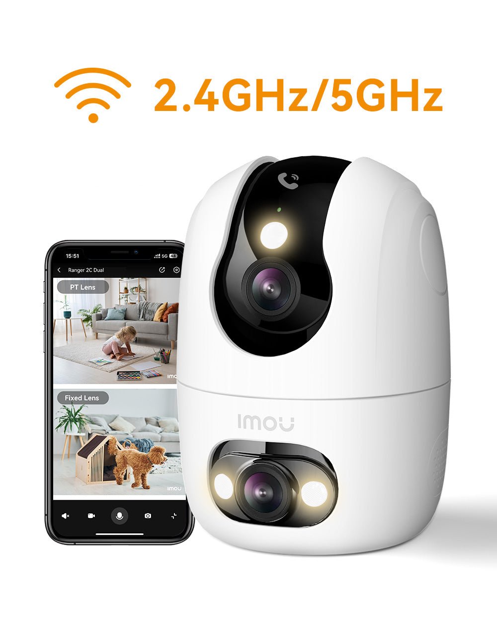 IMOU Ranger 2C Dual | Telecamera di sicurezza AI Dual-Lens 4MP+4MP 3MP, 4MP (Rotante) + 4MP (Fisso) / None