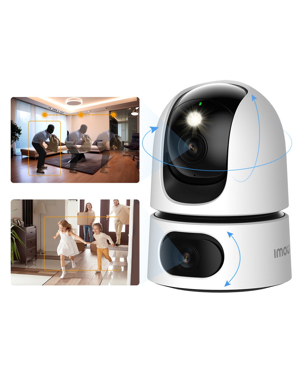 IMOU Ranger Dual Pro2 Lens Fotocamera di sicurezza PT WiFi interna con ri, 3MP（Rotante）+3MP（Fissa） / Nessuno