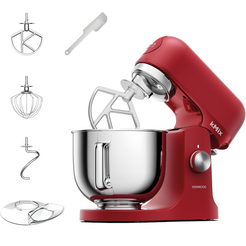 Impastatrice Planetaria KENWOOD kMix KMX751ARD con paraschizzi, 3 ganci e fruste, 1000 W, Ciotola 5L, Rosso