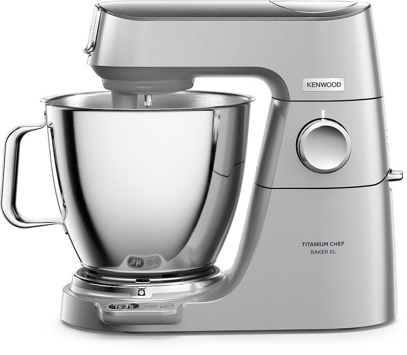 Impastatrice Planetaria KENWOOD Titanium Chef Baker XL KVL85.124SI con 4 ganci e fruste in acciaio inox, 1200W, 7L, Silver