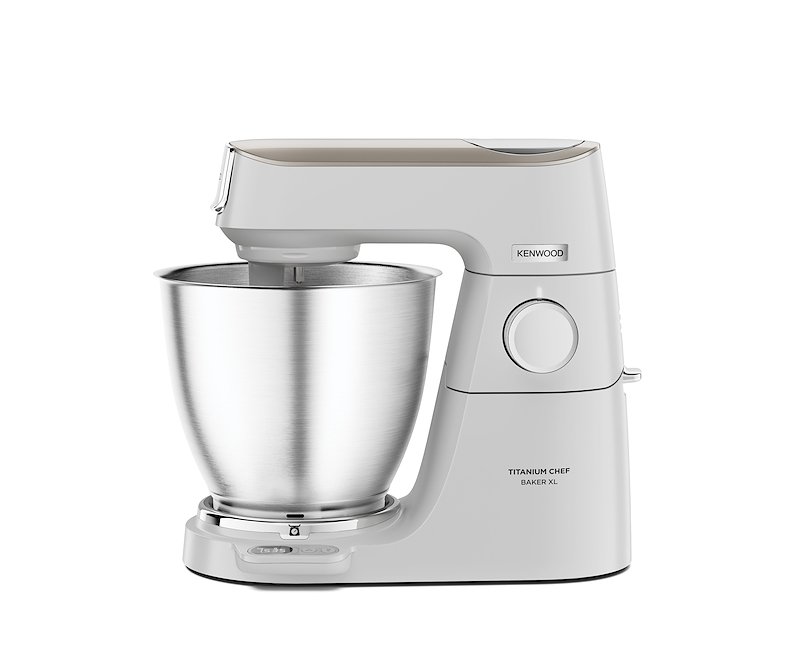 Impastatrice Planetaria KENWOOD Titanium Chef Baker XL Lite KVL65.001WH con 3 ganci e fruste,1200W, 7L, Bianco