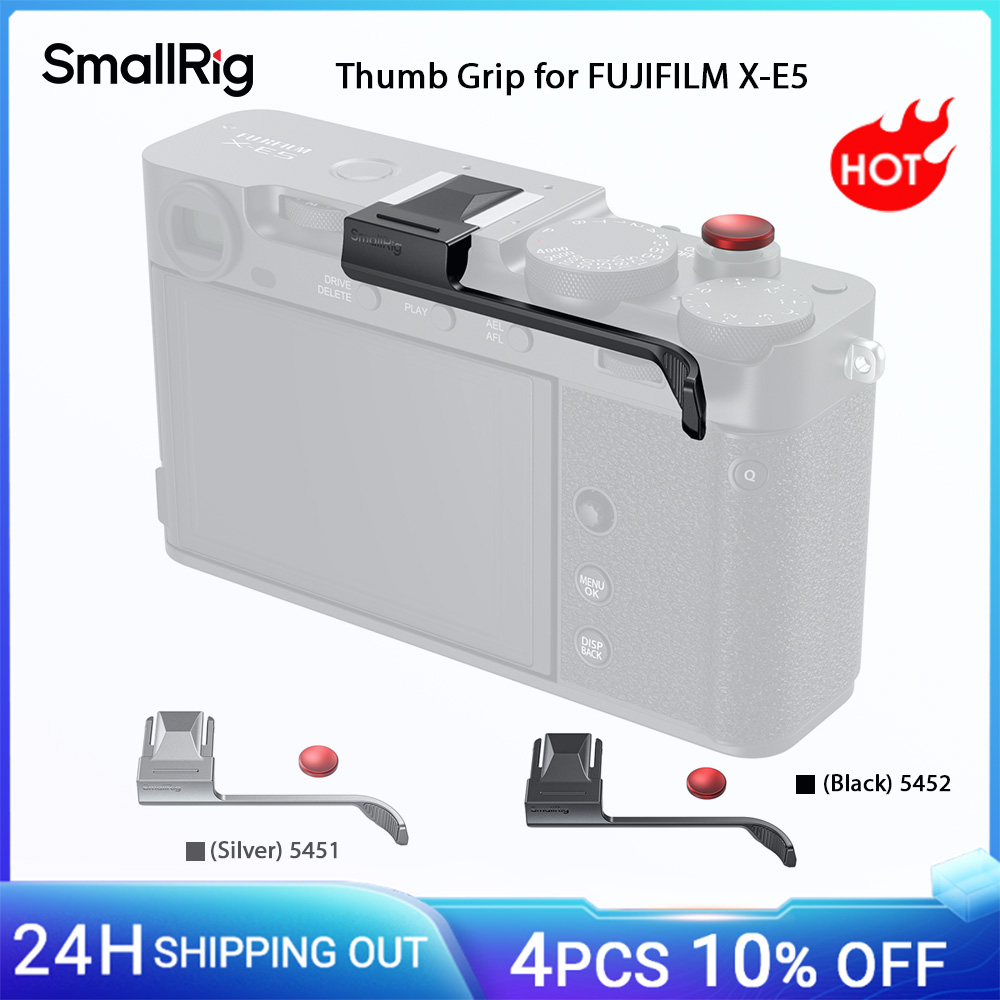 Impugnatura per pollice SmallRig X-E5 per FUJIFILM X-E5, argento/nero con pulsante di rilascio dell'otturatore Cuscinetti in silicone Migliora l'impugnatura Migliora la sicurezza