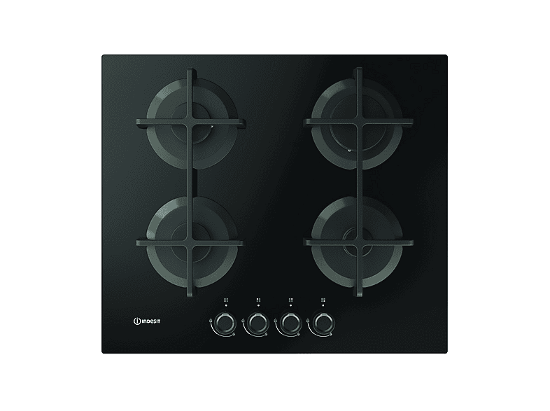 INDESIT ING 61T/BK 1 PIANO COTTURA GAS, 4 zone di cottura, dimensioni: L 59 cm, P 51 Nero