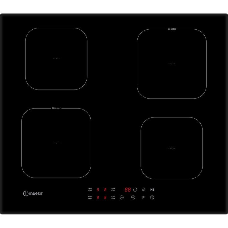 INDESIT ISF18Q60NE PIANO COTTURA, 4 zone di cottura, dimensioni: L 59 cm, P 52 Nero