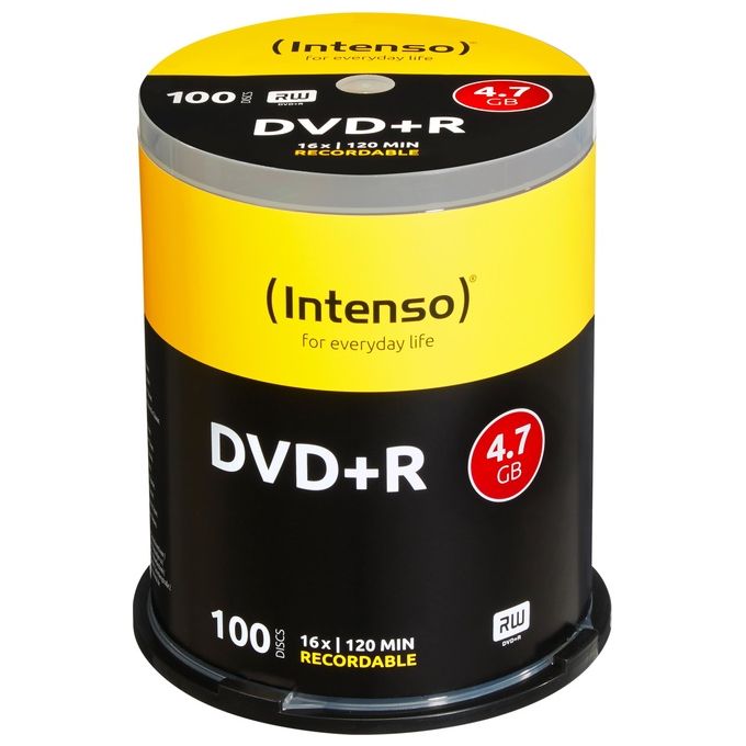 Intenso 4111156 DVD+R 4.7 GB 16x 100 pz confezione Spindle colore Nero