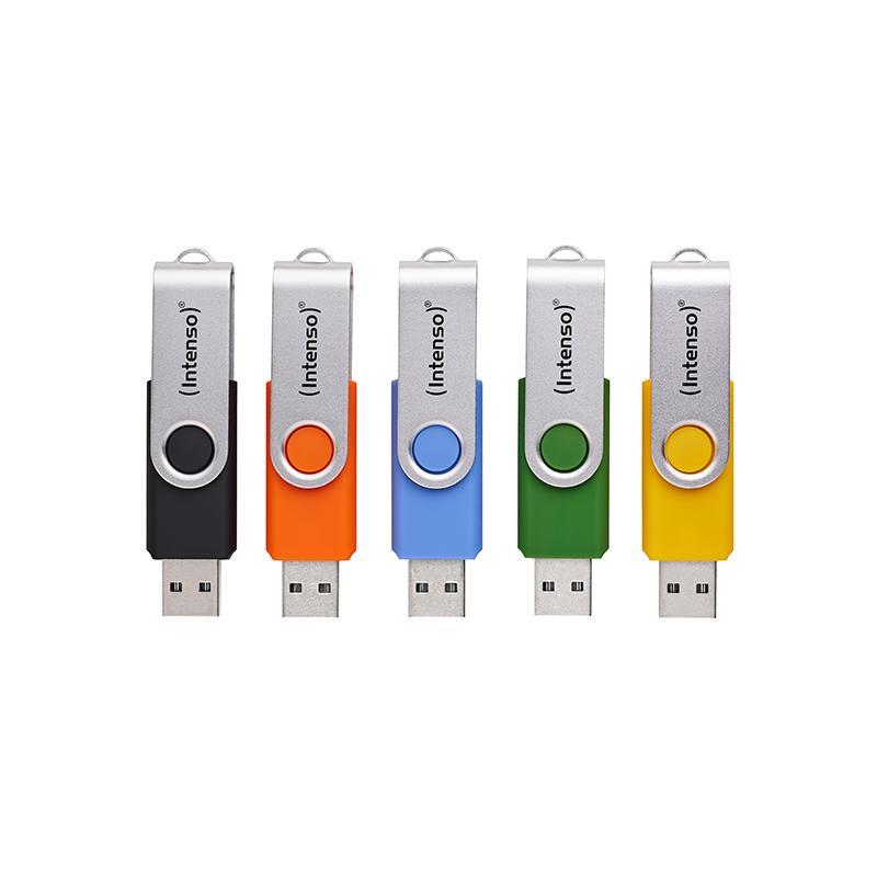 Intenso 5 x usb-stick office line, 64 gb, usb-a, 3.2 gen 1x1, bunt, 64 gb, usb typ-a, 3.2 gen 1 (3.1 gen 1), drehring, m