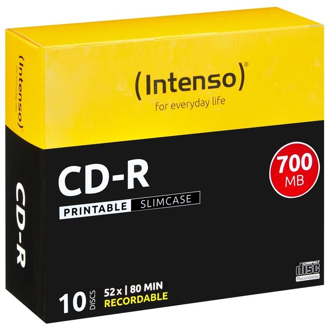 Intenso Cd-r 700mb 10pcs Slimcase Printable 52x Intenso Cd-r 700mb 10pcs Slimcase Printable 52x
