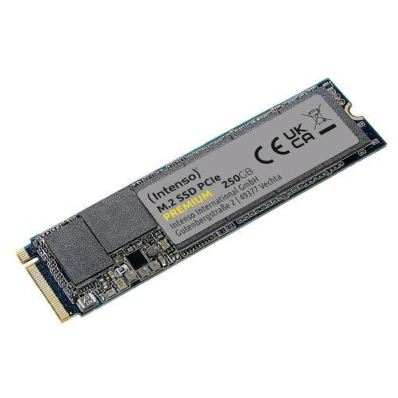 Intenso ssd interno 250gb m2 premium nvme pcie 1.3 gen 3x4 lettura sequenziale fino a 2100 mb/s scrittura sequenziale fino a 1100 mb/s
