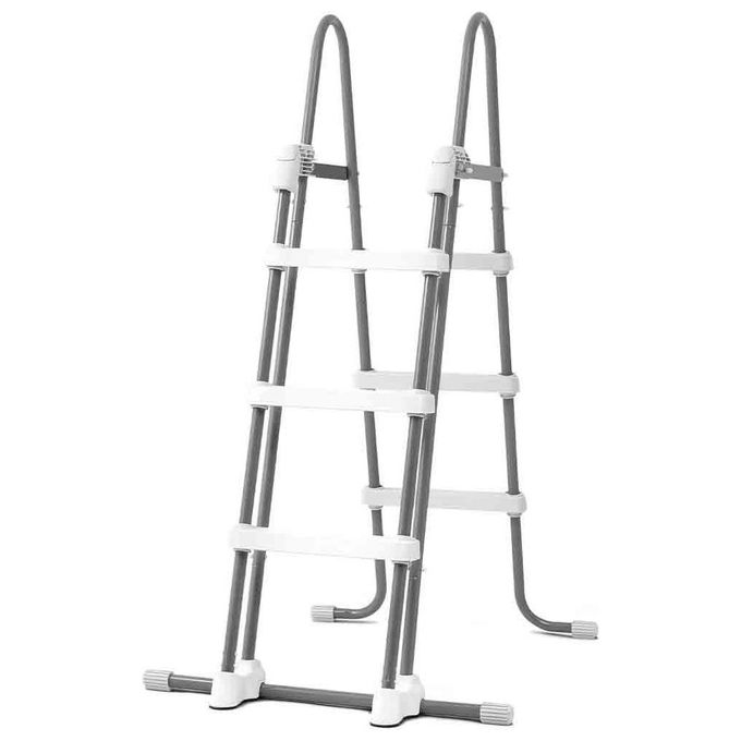 Intex 28075 Scaletta Doppia per Piscina Fuoriterra 91 107 cm 6 Gradini Rimovibili Antiscivolo Portata 136 Kg colore Grigio
