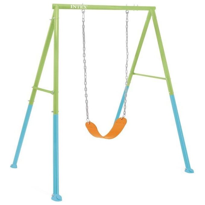 Intex 44113 Altalena da Giardino 2-in-1 in Acciaio Galvanizzato con Seggiolino Intercambiabile e Sistema di Ancoraggio Colore Multicolore