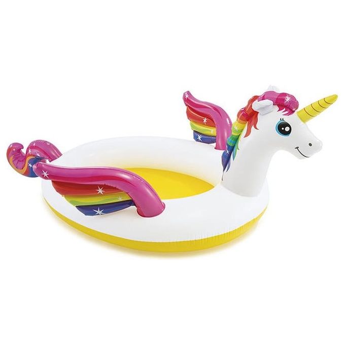 Intex 57441 Piscina Gonfiabile per Bambini Unicorno con Spruzzino 272x193x104 cm colore Multicolore