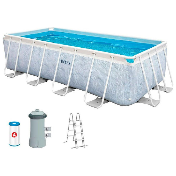 Intex Piscina Prism Chevron Rettangolare 400x200x100 cm con Pompa, Filtro e Scaletta