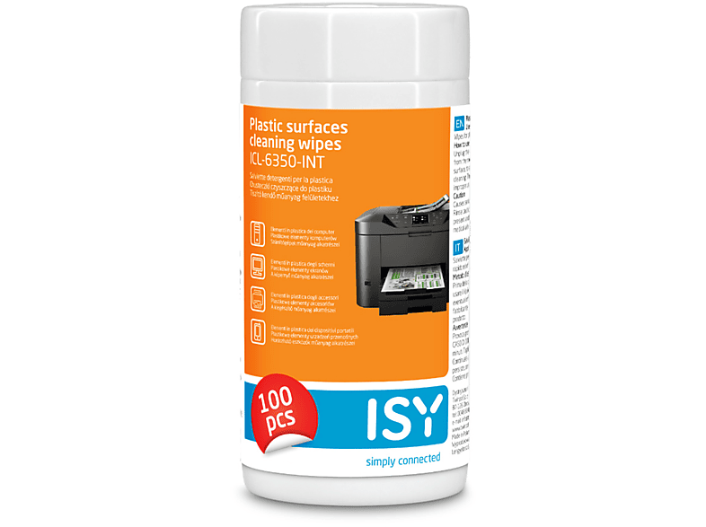 ISY ICL-6350-INT Salviettine detergenti per la pulizia delle superfici in plastica. 100pz