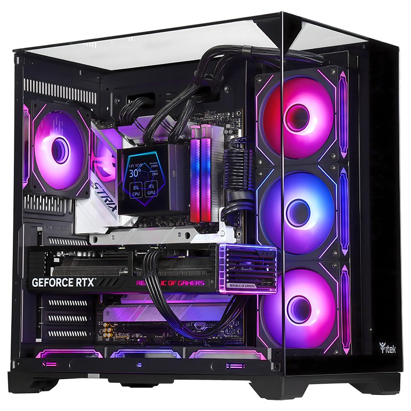 Itek Case Dark Cave Pano - Gaming Tower Atx 4X12Cm Argb Fan 2Xusb3 Type-C Temp Glass Top Sid