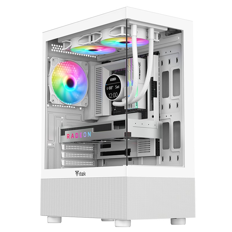 Itek Case Showbui 33WGaming Tower Atx 12Cm Argb Fan Usb3 Side Front Panel Temp Glass White