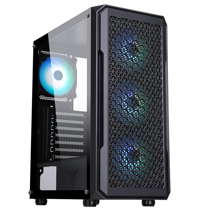 Itek Case Six Triangle - Gaming Middle Tower 4X12Cm Argb Fan Usb3 Side Panel Temp Glass