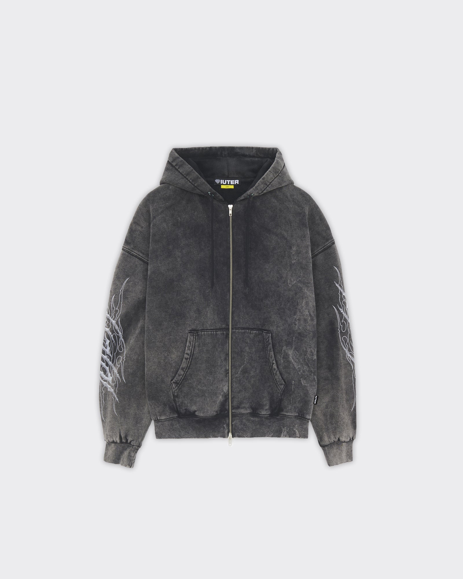 Iuter Felpa Zip Con Cappuccio Trible Marble Nera
