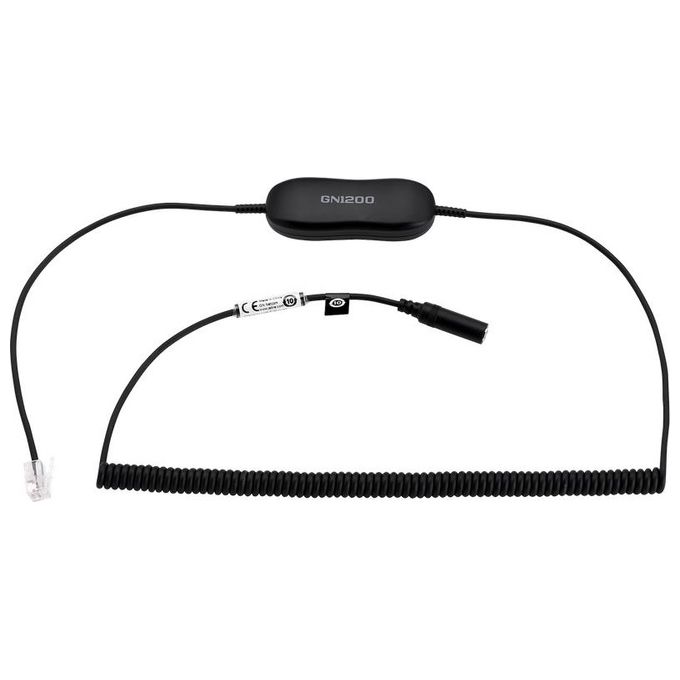 Jabra 88011-100 Cavo di collegamento per cuffie Jabra Evolve con connettore RJ-9 e jack 3,5 mm lunghezza 2 m colore Nero