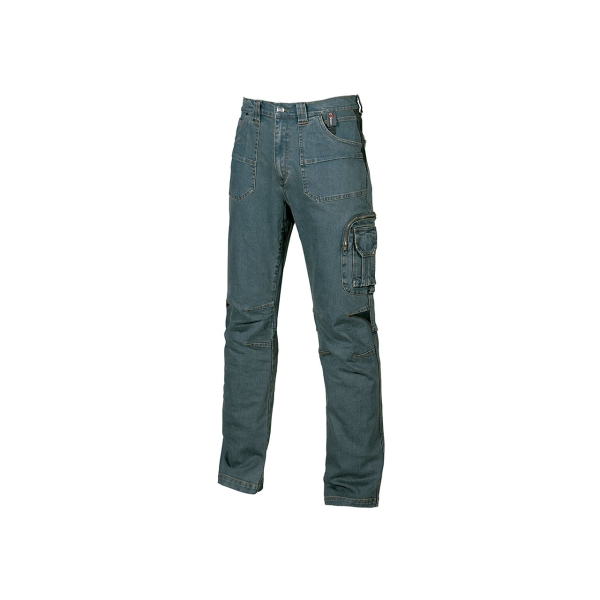 Jeans elasticizzati Upower Traffic - Taglia 48 - Ampie tasche anteriori tasca laterale per attrezzi porta telefono porta martello ginocchia elastiche cintura regolabile in velcro triple cuciture - Blu denim Jeans elasticizzati Upower Traffic - Taglia 48 - Ampie tasche anteriori tasca laterale per attrezzi porta telefono porta martello ginocchia elastiche cintura regolabile in velcro triple cuciture - Blu denim