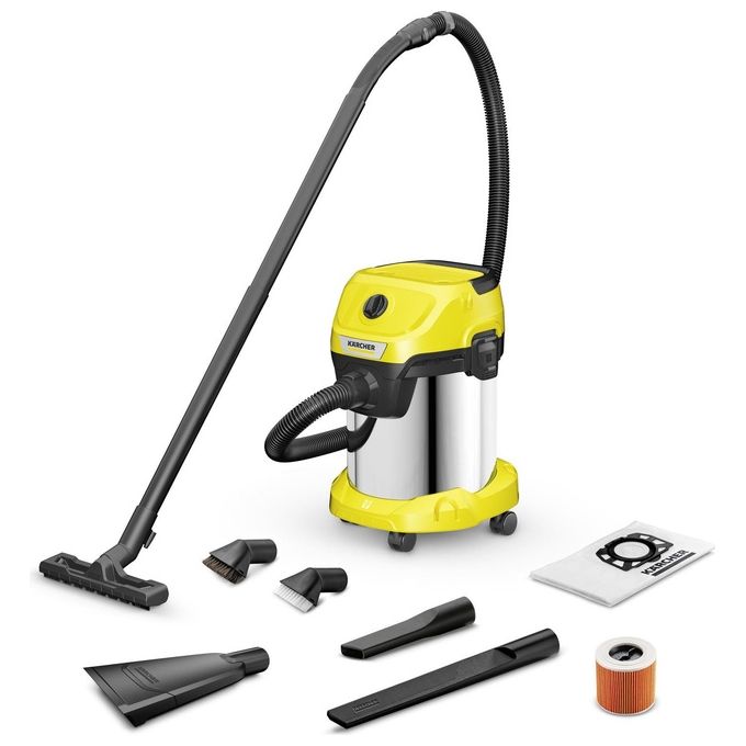 Kärcher 1.628-135.0 WD 3 S V Aspirapolvere a cilindro Secco e Bagnato 17 L 1000W Funzione Soffiante 74 dB colore Acciaio Inox Kärcher 1.628-135.0 WD 3 S V Aspirapolvere a cilindro Secco e Bagnato 17 L 1000W Funzione Soffiante 74 dB colore Acciaio Inox