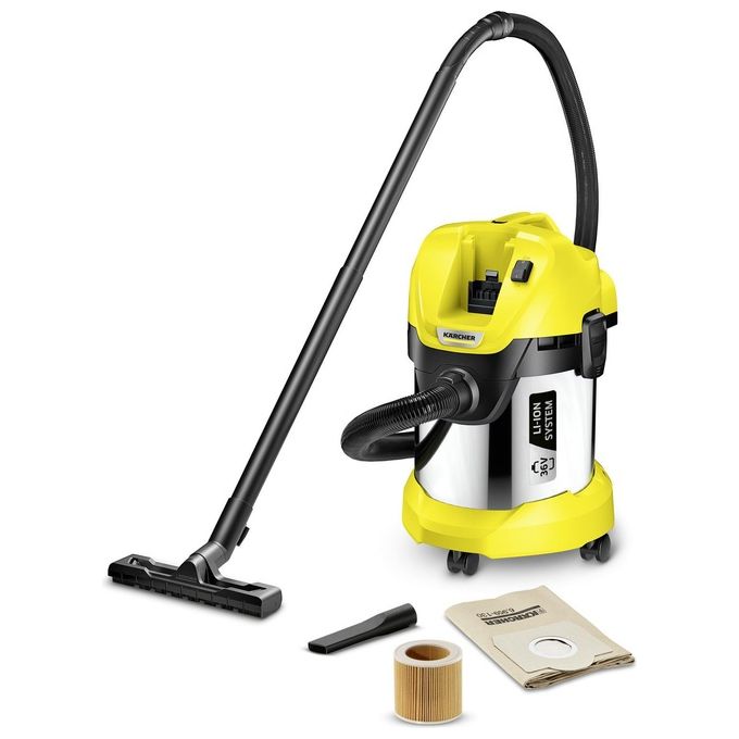 Kärcher 1.629-950.0 WD 3 Battery Premium Aspirapolvere a Cilindro Secco e Bagnato 17 L Autonomia 30 min 300 W colore Nero Giallo Kärcher 1.629-950.0 WD 3 Battery Premium Aspirapolvere a Cilindro Secco e Bagnato 17 L Autonomia 30 min 300 W colore Nero Giallo