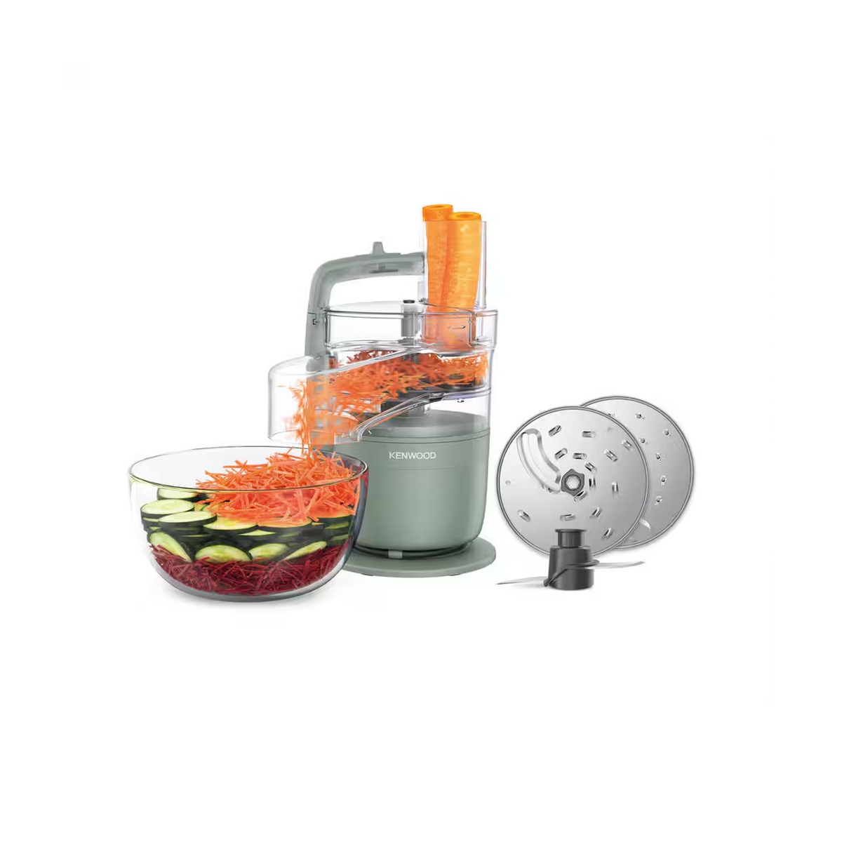 Kenwood Multipro Compact – Robot Da Cucina Multifunzione Con Express Serve, Lama In Acciaio Inox, Dischi Affetta E Grattugia, Funzione Pulse, Verde Eucalipto (fdp23.140gr)