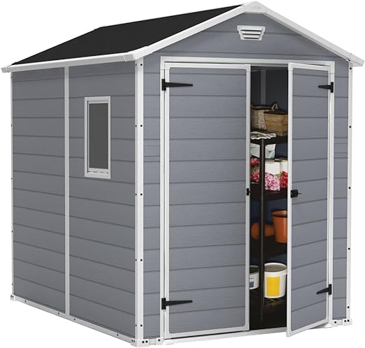 Keter Casetta da Giardino Manor 6x8, Grigia, 185,8 X 236,8 X 227 h