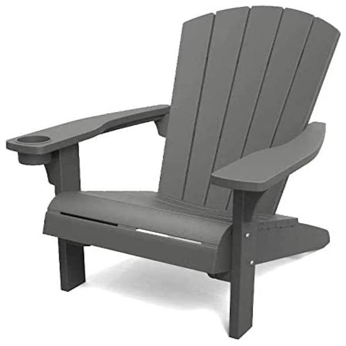 Keter K247060 Alpine Adirondack Poltrona da Giardino in Resina Look Legno con Portabicchiere 80x93x93 cm colore Grafite Keter K247060 Alpine Adirondack Poltrona da Giardino in Resina Look Legno con Portabicchiere 80x93x93 cm colore Grafite