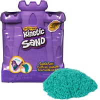 Kinetic Sand, Castle Case con 453 g di sabbia verde acqua, area di gioco multiuso e contenitore, giocattoli sensoriali per bambini da 3 anni in su, Gioco di sabbia