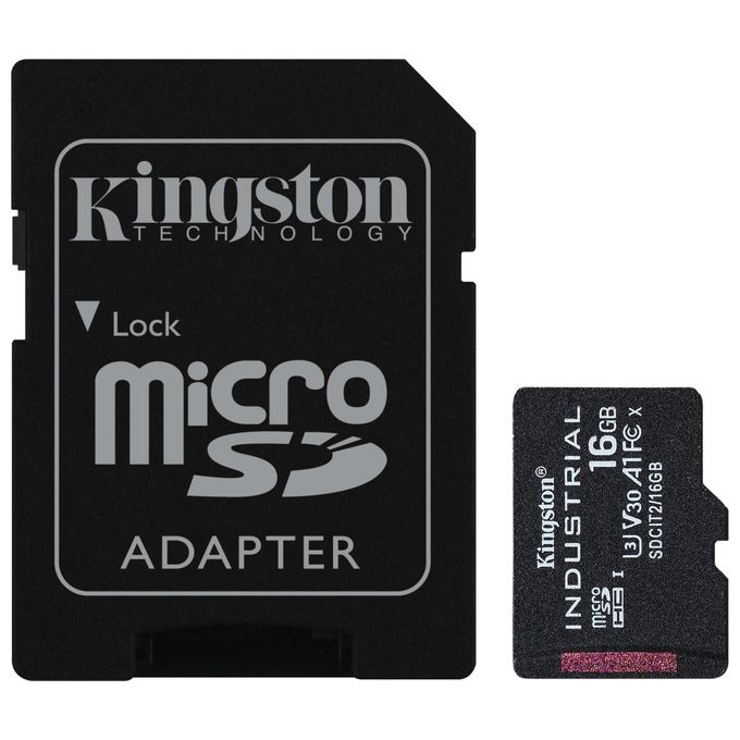 Kingston 16GB microSDHC Industrial C10 A1 pSLC Scheda Adattatore SD Kingston 16GB microSDHC Industrial C10 A1 pSLC Scheda Adattatore SD