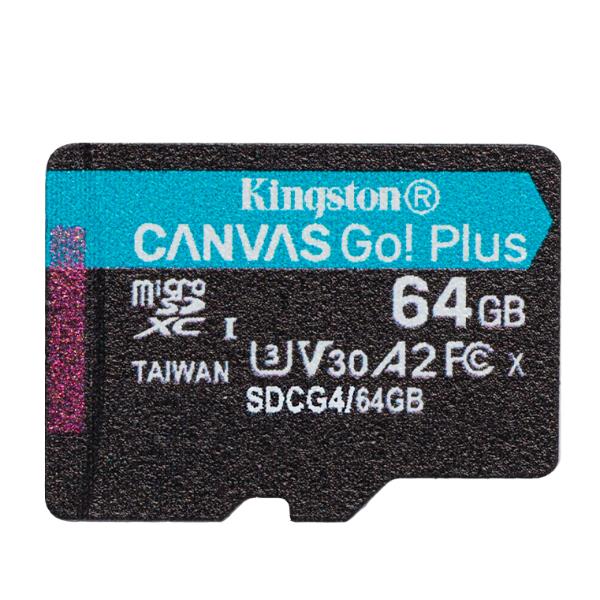 Kingston 64GB Microsdxc Canvas Go Plus Gen4 200R A2 U3 Single Pack w/o Adp SDCG4/64GBSP