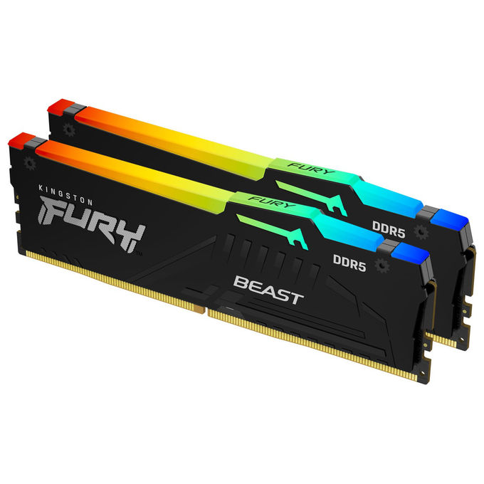 Kingston Fury Beast memoria ram DDR5 64 GB, kit 2x32 GB, 6000 MT-s, CL30, DIMM, AMD EXPO e Intel XMP, Bianco