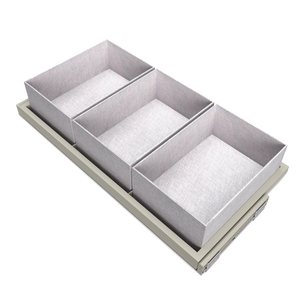 Kit 3 Cestelli e Vassoio per Amadio Regolabile 900 mm Emuca Grigio Pietra