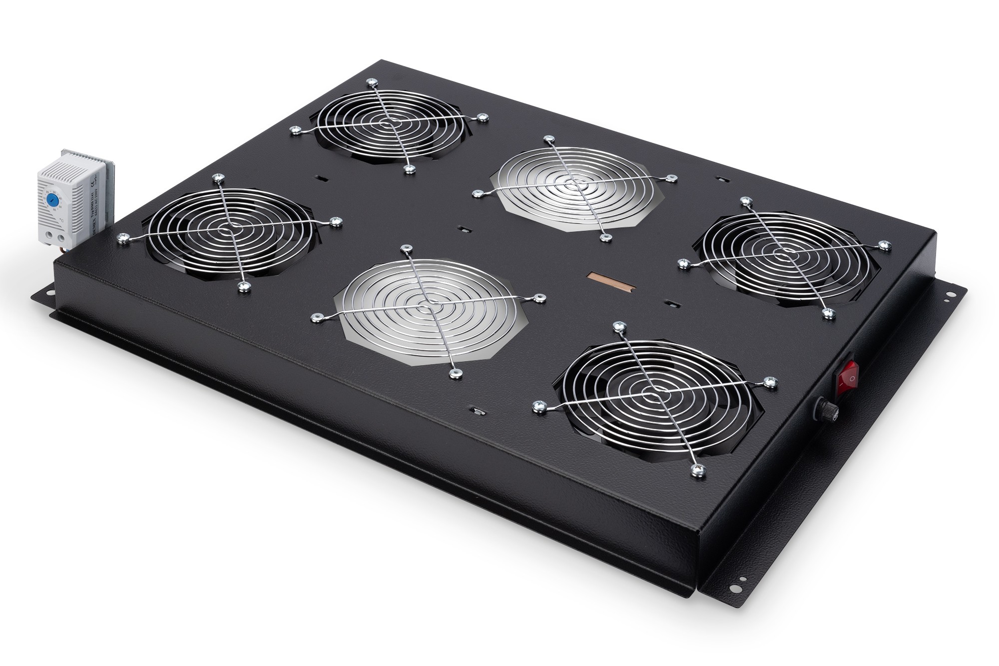 Kit 4 Ventole Con Termostato 12.8 Metri Cubi Circolazione D'Aria Colore Nero Per Armadi Linea Server Kit 4 Ventole Con Termostato 12.8 Metri Cubi Circolazione D'Aria Colore Nero Per Armadi Linea Server