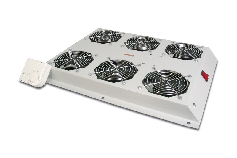 Kit 6 Ventole Con Termostato Colore Grigio Chiaro Per Armadi Linea Server